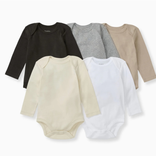 Solid Organic Cotton Long Sleeve Baby Bodysuits 5 Pack - Ash – Burt's Bees Baby