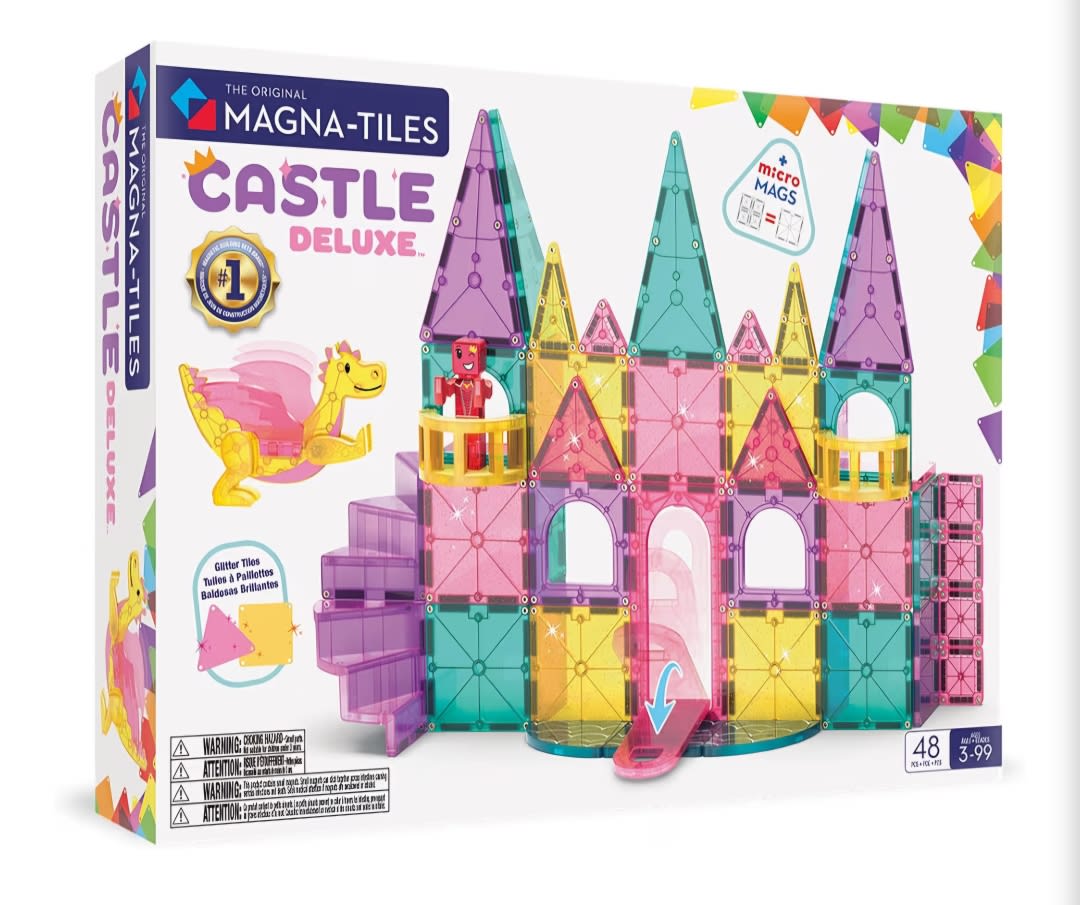 MAGNA-TILES Castle DLX 48-Piece Magnetic Construction Set, The Original Magnetic Building Brand