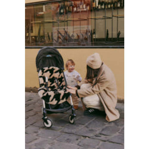 The Pram Puff | Houndstooth Biscuit & Black – Mini Motif