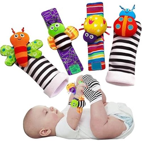 Baby Infant Rattle Socks Toys, Wrist Rattles and Foot Finders for Baby Boy or Girl - New Baby Gift Infant Toys