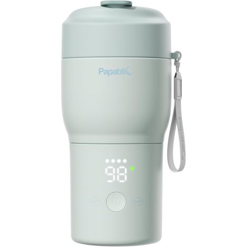 Papablic Portable Bottle Warmer Pro — 115W Fastest Heating, Built-in Sterilizer, Baby Milk Warmer On The Go for Travel and Home, 5 Temp Settings and Keep Warm for Breastmilk & Formula (Mint Green)