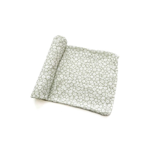 Sage Floral Muslin Swaddle Blanket