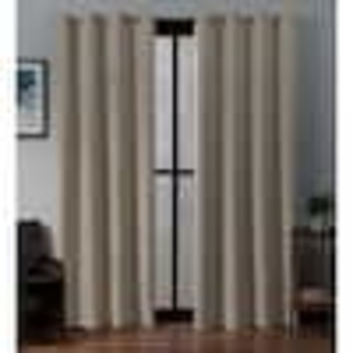 EXCLUSIVE HOME Stone Sateen Solid 52 in. W x 84 in. L Noise Cancelling Thermal Grommet Blackout Curtain (Set of 2) EH7981-17 2-84G