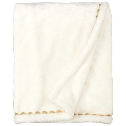 Levtex Home Baby - Night Owl Plush Blanket - Appliqued and Embroidered with RIC Rac Trim - Love You Forever - Grey, Tan and Cream - Nursery Accessories - Size: 30 x 40 in.