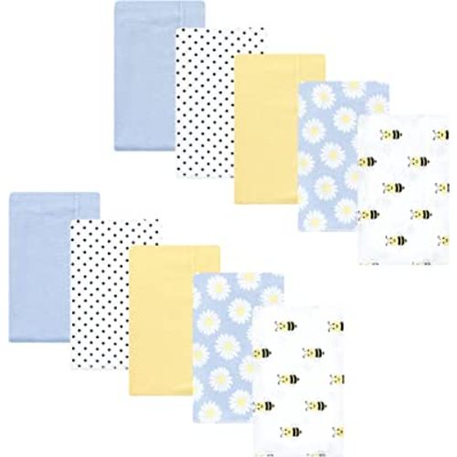 Hudson Baby Unisex Baby Cotton Flannel Burp Cloths, Daisy Bee, One Size