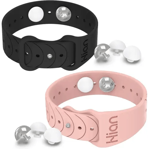 Motion Sickness Bands Sea Sickness Wristbands Adjustable Anti-Nausea Acupressure Wristband for Motion & Morning Sickness-（1PCS Pink 1PCS Black）