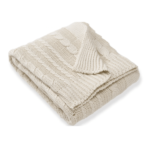 Organic Cotton Cable Knit Baby Blanket Oat
