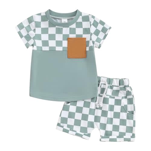 Afunbaby Baby Boy Clothes Summer Short Sleeve T Shirt Top and Drawstring Shorts Casual 2Piece Outfit Set