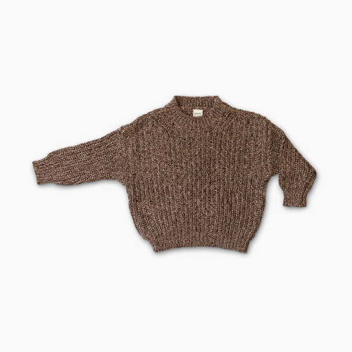 Goumi Kids Organic Cotton Knit Oversized Sweater - Bark, 6-12 M
