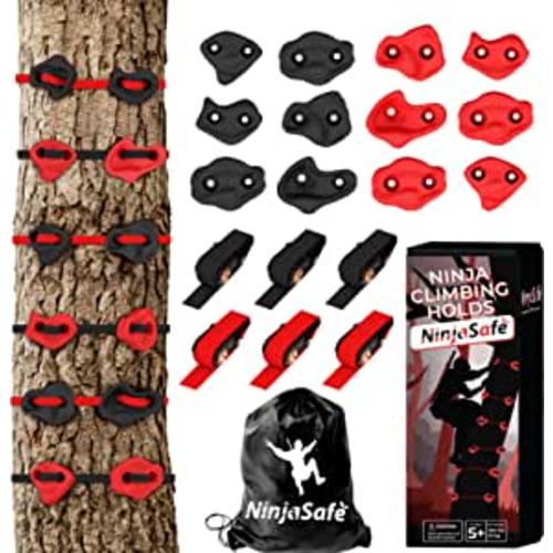 Ninja Tree Climbing Kit with 12 Tree Climbing Holds and 6 Ratchets
