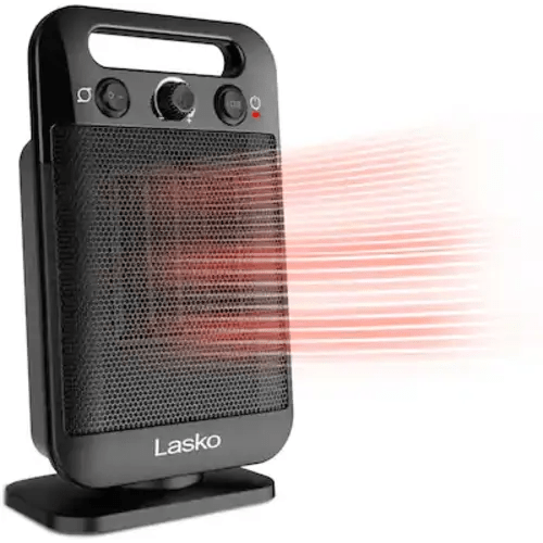 Lasko - MyHeat - GO 1500-Watt Oscillating Ceramic Space Heater with Adjustable Thermostat, CD12100 - Black