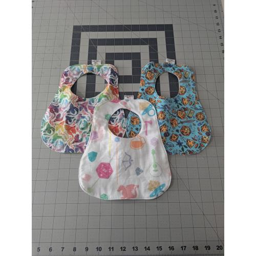 Handmade DnD bibs, for young adventurers and Dungeons and Dragon Enthuasits, (pack of 3)
