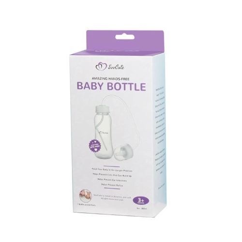 Hands-Free Baby Bottle - Anti-Colic Nursing System 9 oz Baby Bottle with Fast Flow Nipple/Teat 3m+ Infant with Tube Straw Feeding System for Toddler (1 Bottle - Soo Cute)