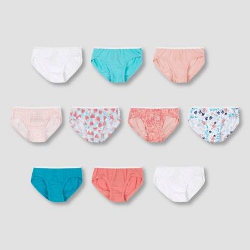 Hanes Toddler Girls' 10pk Hipster Briefs - Colors May Vary 4T: 100% Cotton, Lightweight, Tagless, High Rise, Pull-On, Machine Washable