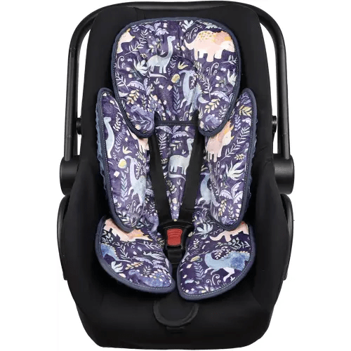Pea Pod Infant Car Seat Insert 2-in-1 Baby Car Seat Head & Body Support for Newborn Girl Reversible 3 Layer Warm Preemie Carseat Stroller Cushion Headrest with Soft Minky Dot Fabric, Cute Dinosuar