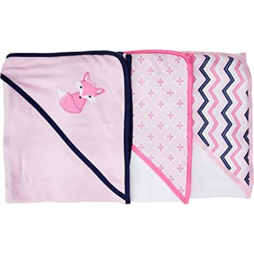 Luvable Friends Unisex Baby Cotton Terry Hooded Towels, Foxy, One Size