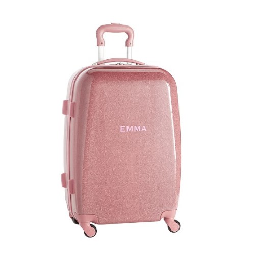 Pink Sparkle Glitter Hard Sided Kids Suitcase | Pottery Barn Kids