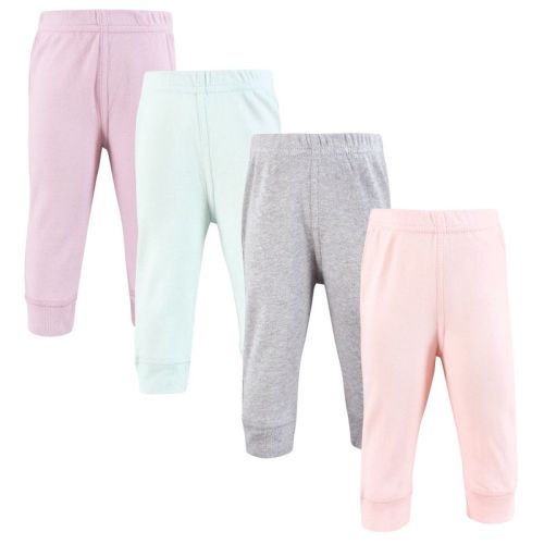 Hudson Baby Girls Cotton Pants and Leggings, Pink Purple Mint, 6-9 Months