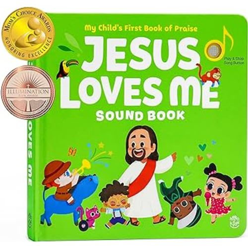 Jesus Loves Me - Christian Sound Books for Toddlers 1-3 | Musical Baby Books | Interactive Toddler Books | Religious Musical Toys for Kids | Interactive Books for 1 Year Old | Baptism Talking Books