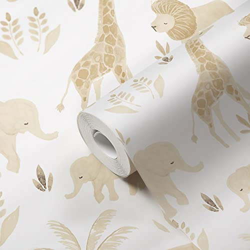 Crane Baby Safari Wallpaper for Nursery, Wallpaper for Boys and Girls, Safari Animal