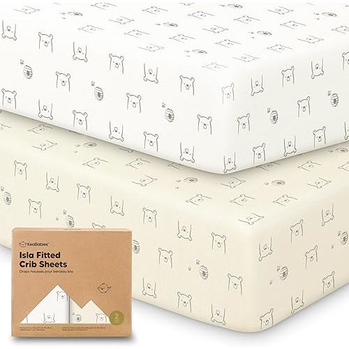2-Pack Crib Sheets for Boys, Girls - Viscose Derived from Bamboo Fitted Crib Sheet, Baby Crib Sheets Neutral, Crib Mattress Sheet, Toddler Bed Sheets, Baby Sheets for Crib Fitted Sheets (Bumble Bear)