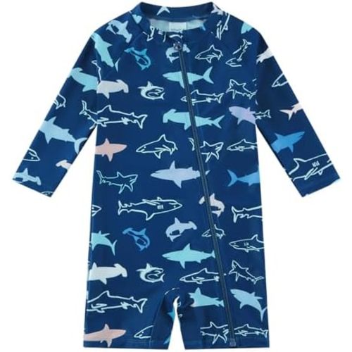 Baby Boy Swimsuit Rash Guard Shirts Toddler Boy Swimwear Full Zipper UPF 50+ Sun Protection Infant One Piece Bathing Suit