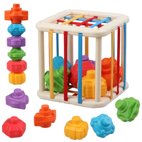 Baby Sensory Shape Sorter Blocks Toy, Activity Cube Bins, Montessori Educational Learning Fine Motor Skills Toys for Babies Toddlers 6 12 18 Months Age 1 2 3 One Two Year Old Boys Girls Gifts