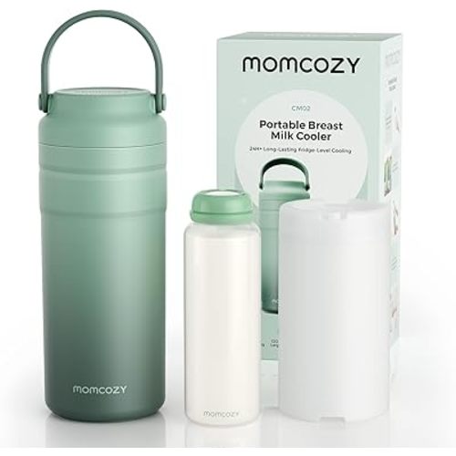 Momcozy Portable Breast Milk Cooler for Travel, 24H Ice-Free Cooling Breastmilk Storage Bottles Container, 12oz Leak Proof Outdoor Small Freezer, Baby Breastfeeding Essential Gift for New Moms