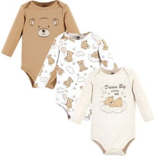 Essential Long-Sleeve Cotton Bodysuit Triple Set, 9-12M