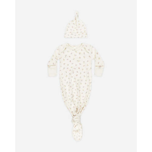 Strawberries Knotted Baby Gown + Hat Set || Fleur