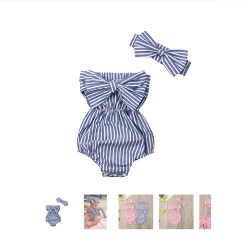 MARLY Bowtie Romper with Headband - Hazel & Bo