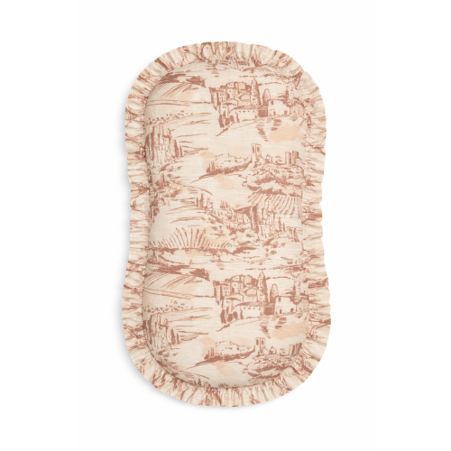 Brown Toile Ruffle Baby Lounger Cover