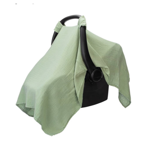 Comfy Cubs Baby Car Seat Cover - Soft, Breathable Bamboo Rayon and Muslin Cotton Blend - Lightweight Canopy for Sun, Bug, and Comfort Protection - Large Size Infant Seat Cover in Sage Design