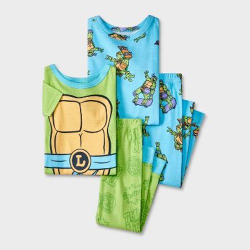 Toddler Boys' 4pc Snug Fit Cotton Teenage Mutant Ninja Turtles Pajama Set - Green 18M: Crew Neck, Machine Wash