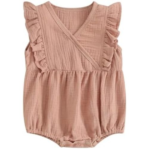 Newborn Baby Girl Romper Linen Cotton Ruffled Sleeveless Jumpsuit Infant Summer Clothes Outfit