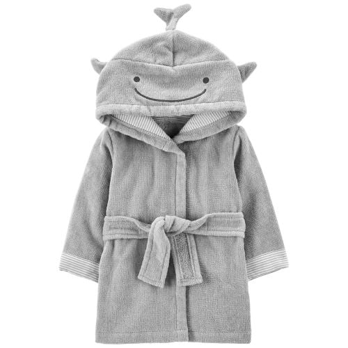 Whale Hooded Terry Robe - 0-9M - Grey