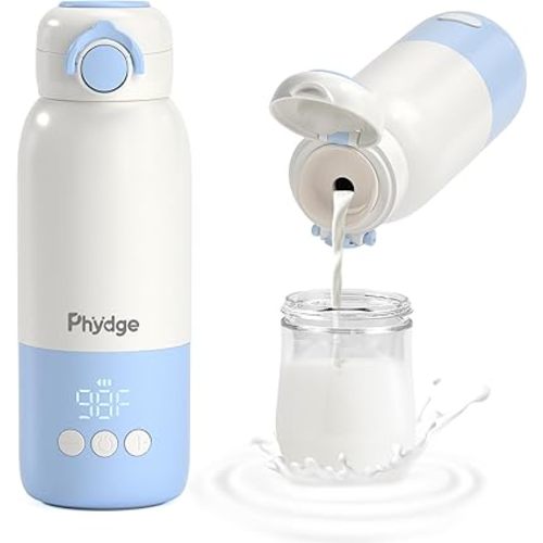 Portable Bottle Warmer for Travel,12.5oz Cordless Baby Milk Warmer on The go for Formula,Breastmilk,Water,3 Mins Fast Heating & Precise Temp Control Travel Essential
