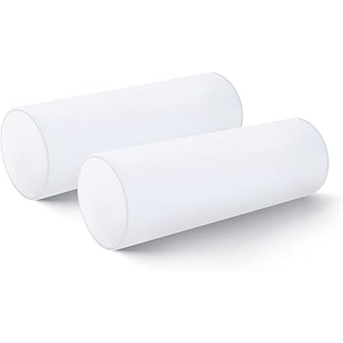 Hofdeco Premium Bolster Pillow Insert, Set of 2, 9"x26" (for Cover Size 8"x24") Water Resistant Synthetic Down Alternative Sham Stuffer for Patio, Bench, Garden, Poolside, White