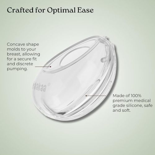 HAAKAA Shell Wearable Hands-Free Manual Breast Pump/Milk Collector – Medical-Grade Silicone – Compact, Portable & Discreet – Leak-Proof Valve 2.5 oz 2PK