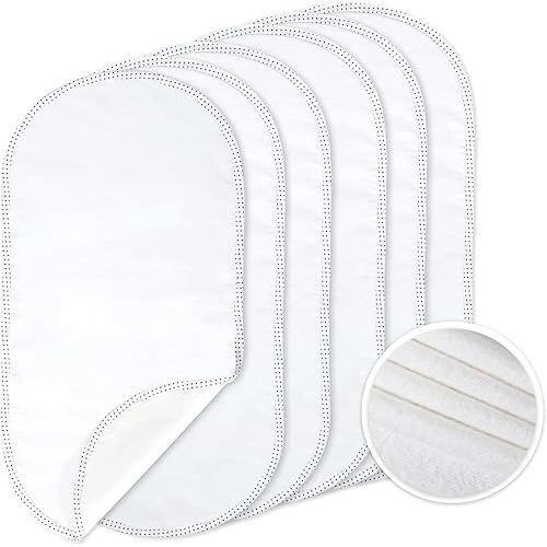 TILLYOU Waterproof Changing Pad Liners 6 Pack, 100% Cotton Reusable Cloth Diaper Liners, White