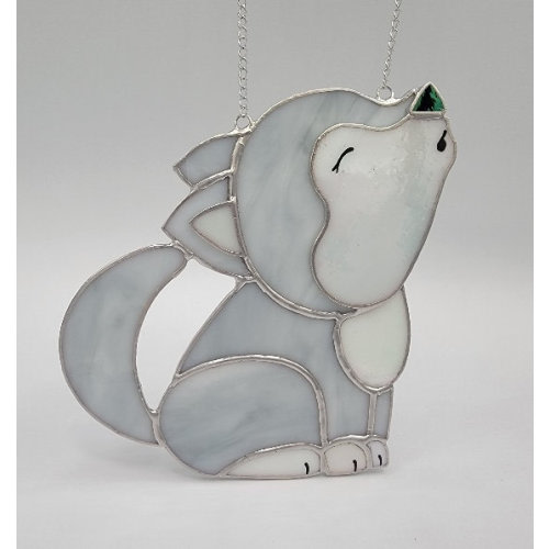 Wolf Stained Glass Suncatcher