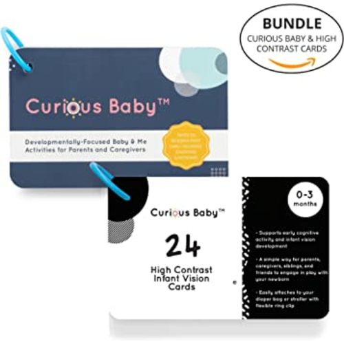 Curious Baby Activity Cards and High Contrast Infant Vision Cards Bundle