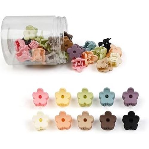 40Pcs Colorful Small Flower Hair Clips, TEBIEKOY Baby Hair Clips Mini Claw Clips Cute Jaw Clips Hair Pins Hair Barrettes Toddler Hair Accessories for Women Girls Kids Teens