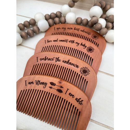 Engraved Labor Comb |Birth Comb |Birth Affirmations |Each wave brings me closer |Baby Shower Gift | Doula Tools | Doula Combs |Natural Birth