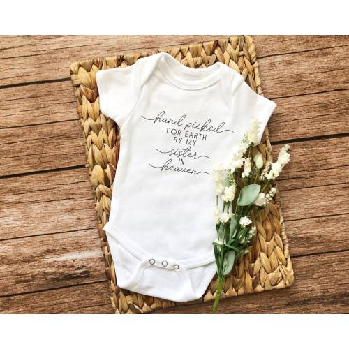 Hand Picked for Earth by My Sister in Heaven Onesie, Pregnancy Announcement, Brother Sister Grandma Grandpa Onesie, Baby Shower Gift