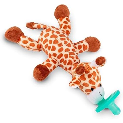 Giraffe Stuffed Animal Pacifier Holder, Latex-Free Soother with Stuffed Toy, Calming and Easy to Clean Baby Stuff, Newborn Pacifier- BabyLuv