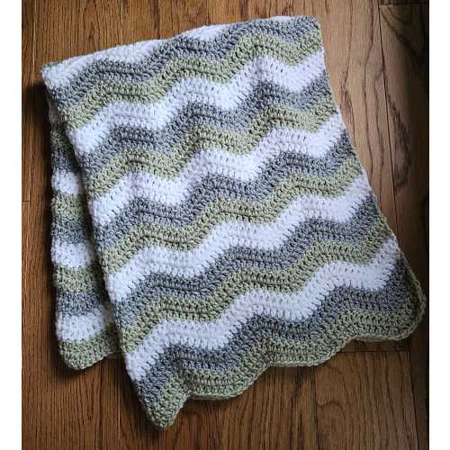 Sage Gray White Crochet Baby Blanket Afghan