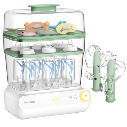 Momcozy 3 Layers Large Bottle Sterilizer and Dryer, Fast Sterilize and Dry, Universal Bottle Sterilizer for All Bottles & Breast Pump Accessories, Touch Screen & Auto-Off Bottle Sanitizer