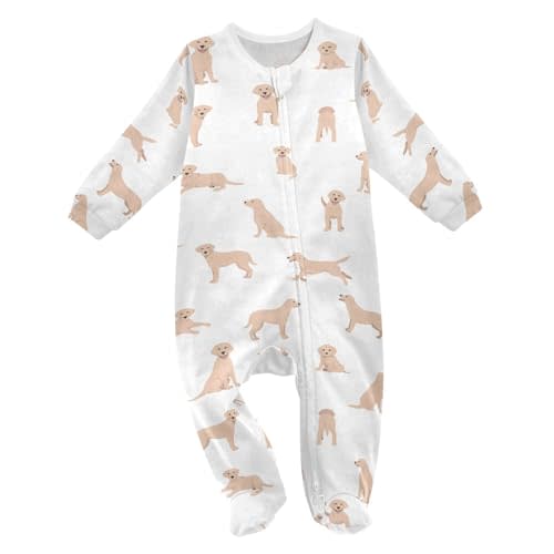 vvfelixl Exercises Doberman Dog Baby Sleepers For Girl Boys Newborn Baby Play One-Piece Footies For 0-24 Months White