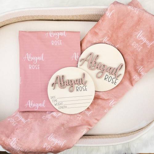 Swaddle Bundle, Baby Name Swaddle, 3D Birth Stat and Name Sign, 3D Birth Announcement Sign, Baby Swaddle Set Options, Newborn Name Swaddle